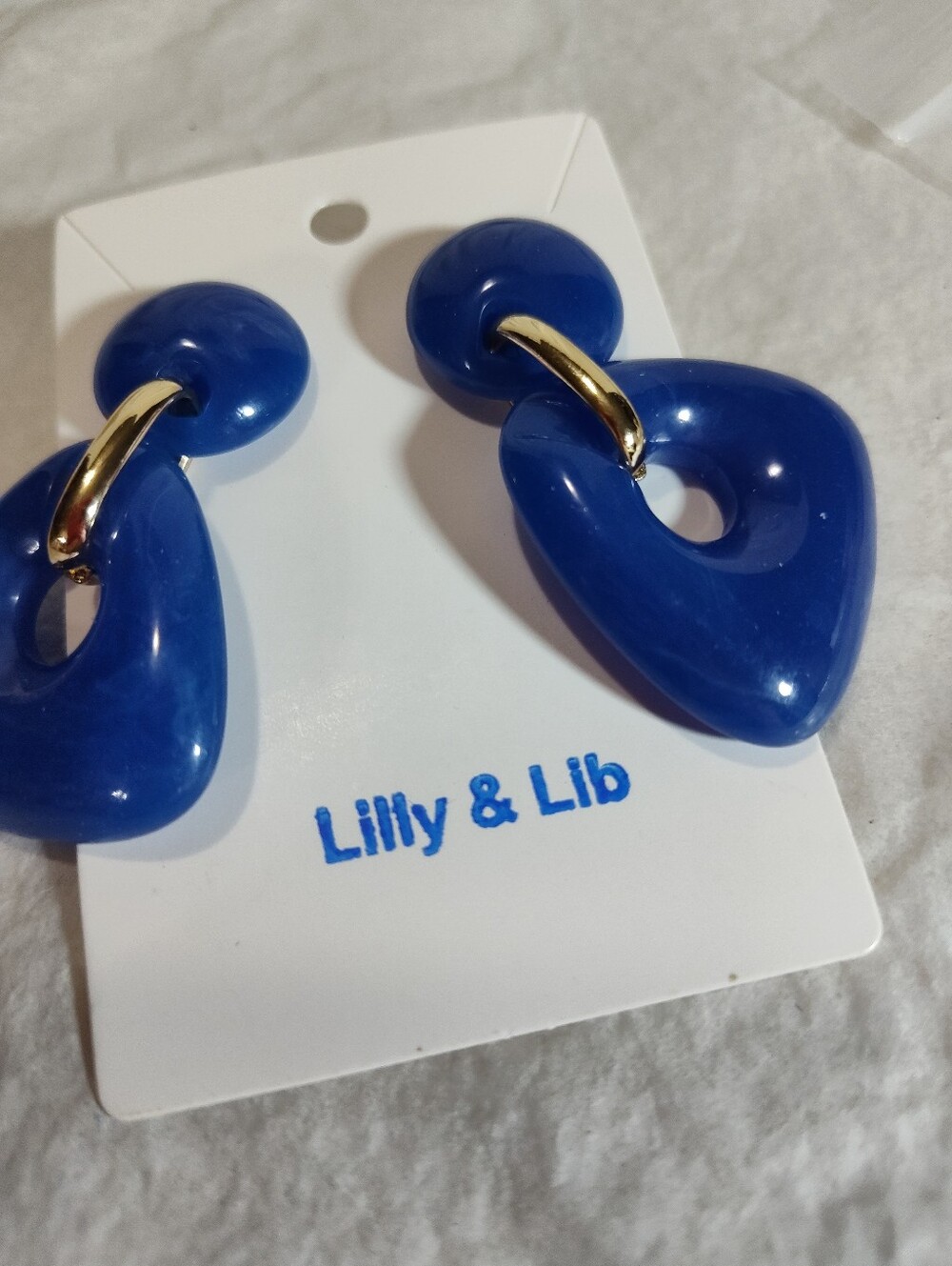 Lilly & Lib Bold Blue Resin Drop Earrings